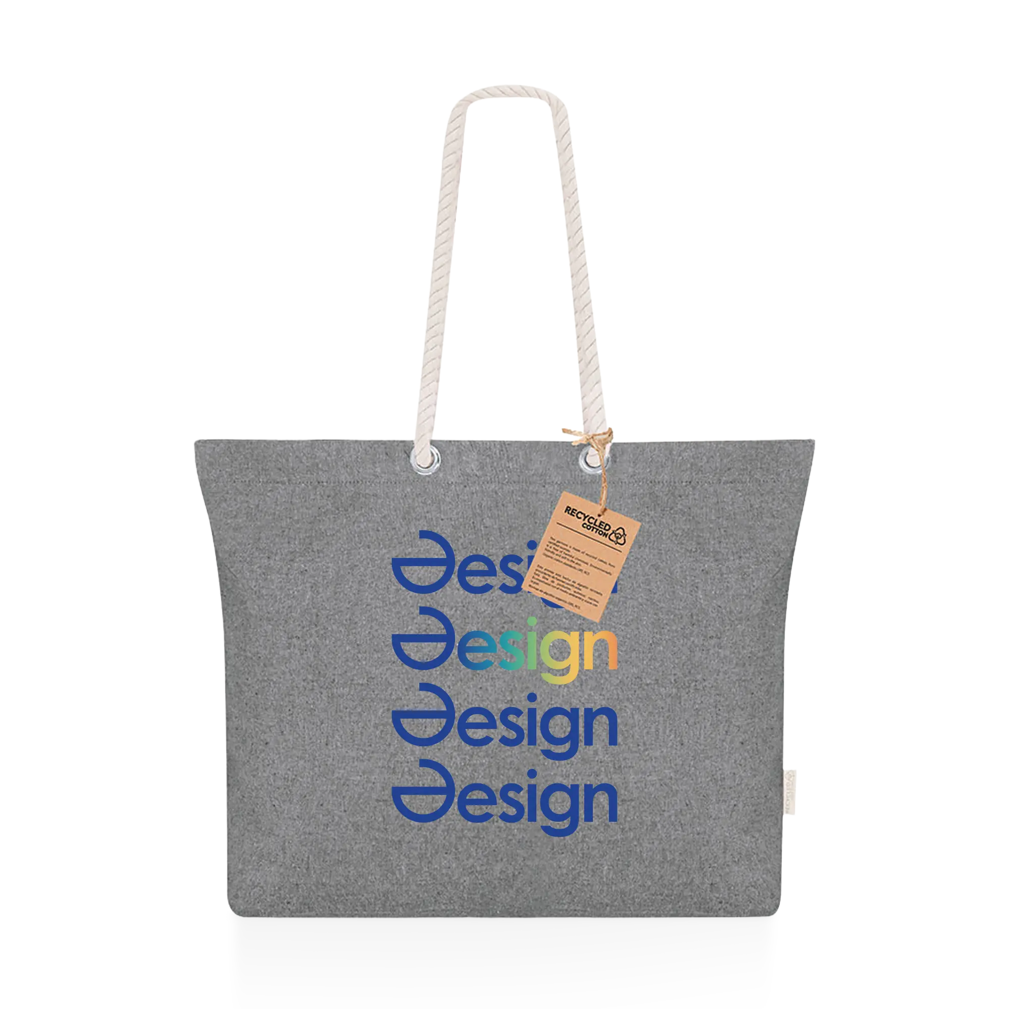 Tas Eco – Gerecycled katoen | 220 g/m² | Gevouwen bodem | Gevlochten handgrepen