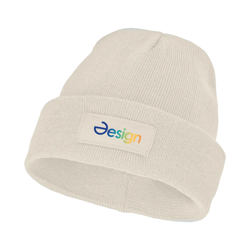 Gebreide muts Nina – Warme beanie | 100% acryl | Ribgebreid | Patch voor logo