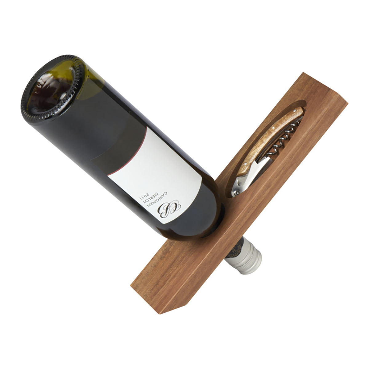 Wijnhouderset Acacia – Inclusief kelnersmes | Met foliesnijder | FSC-gecertificeerd hout | Fleshouder & opbergbox