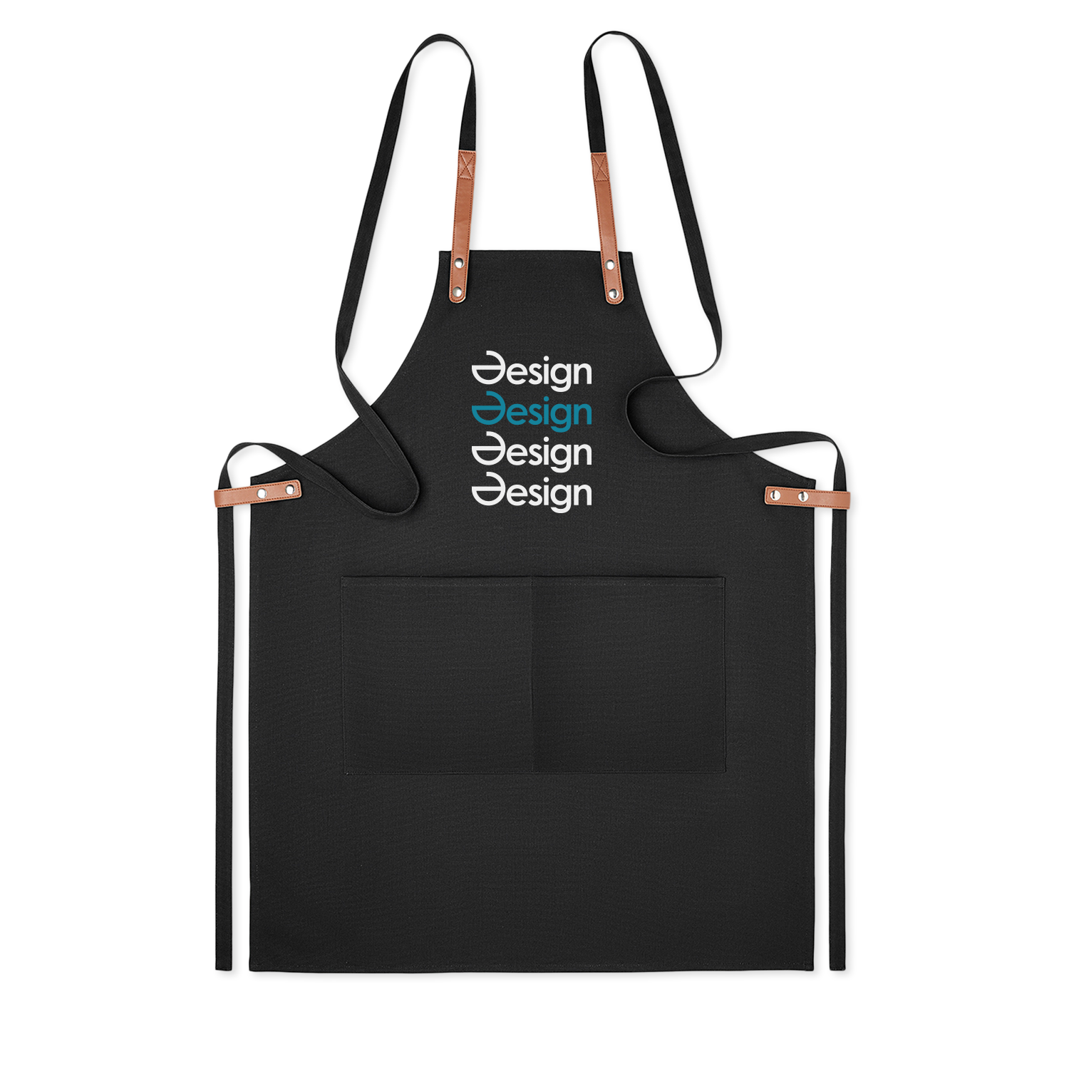 Schort Remy - Biologisch katoen | 2 voorvakken | Kunstlederen details | Tot 4 kleuren bedrukking