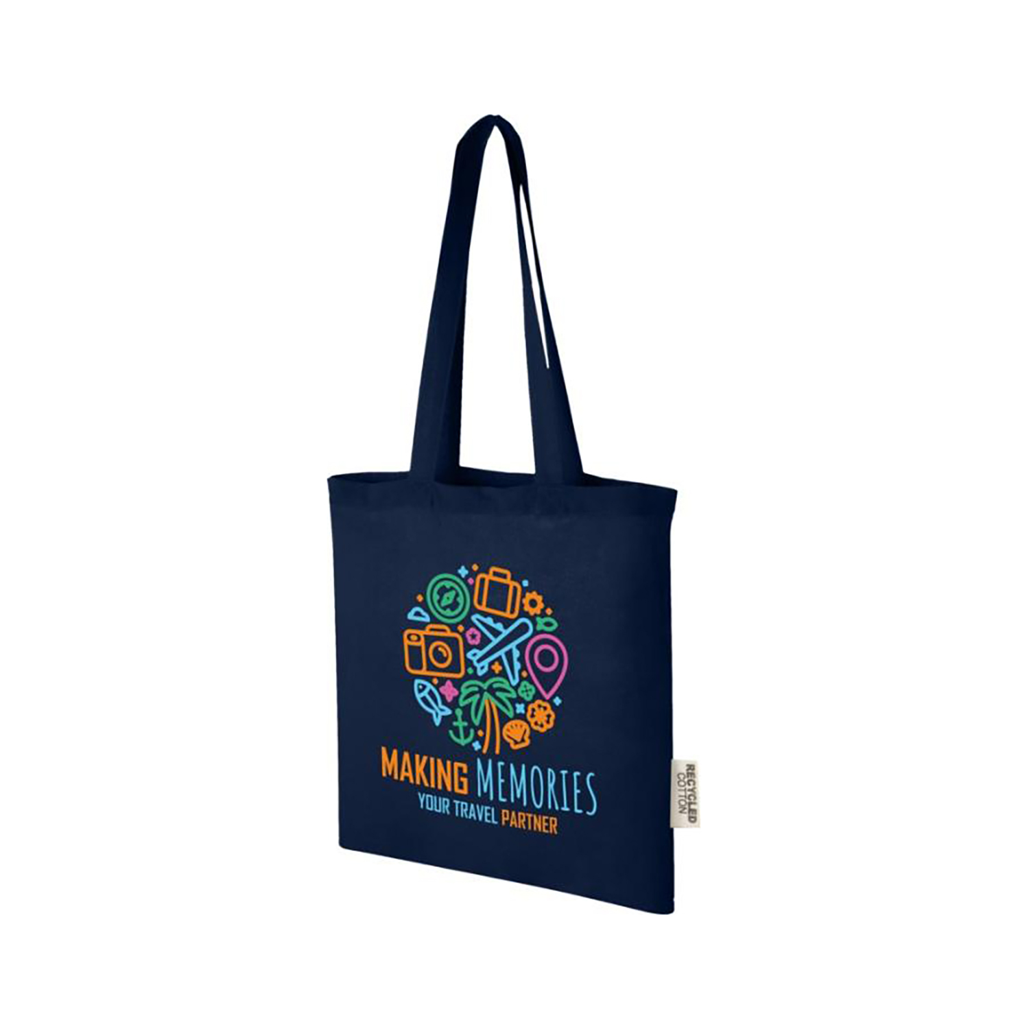 Gerecyclede katoenen tas Ria - Gekleurd | 140 g/m² | Lange hengsels