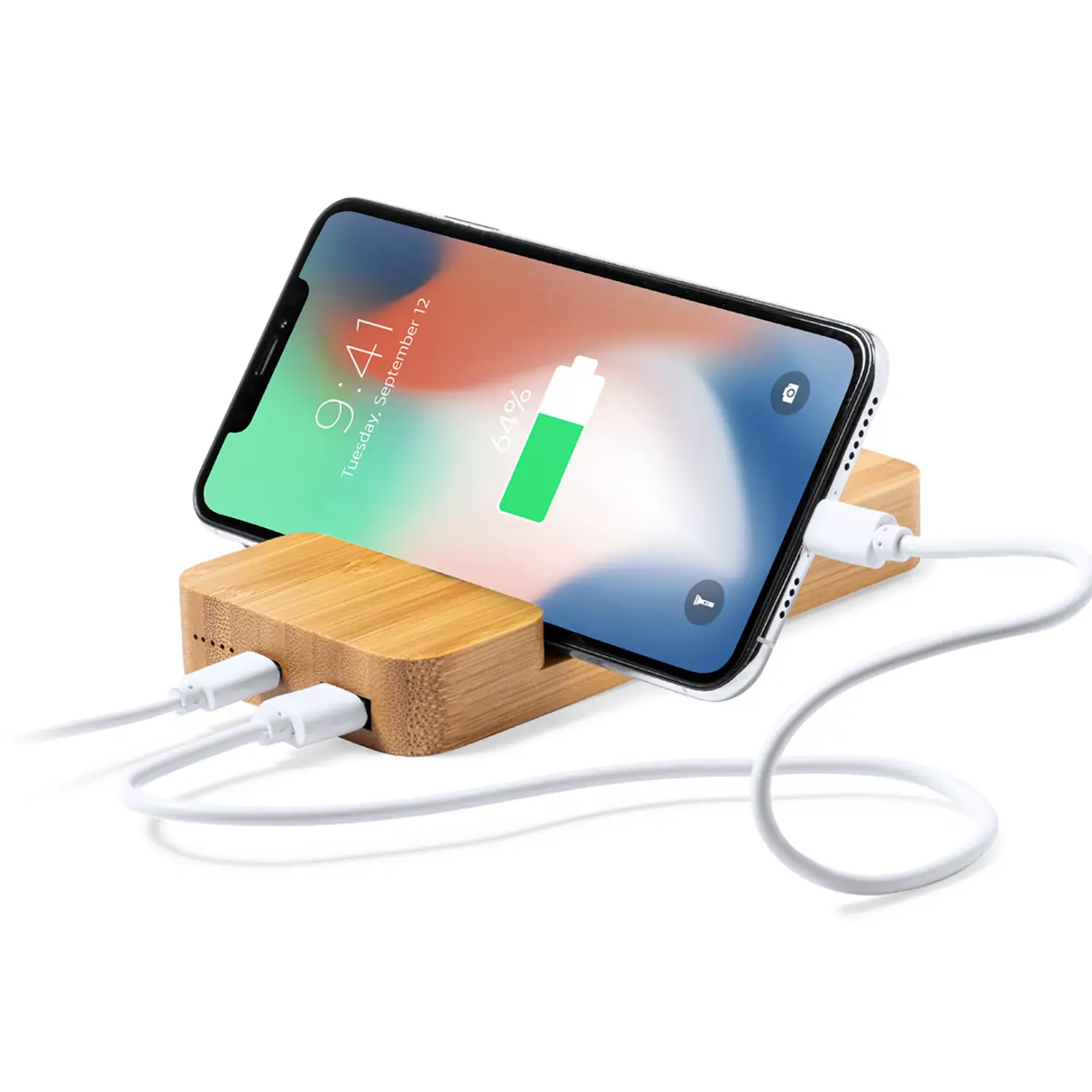 Powerbank Diek - 5000 mAh  | Draadloos Laden | Bamboe | USB | Type C