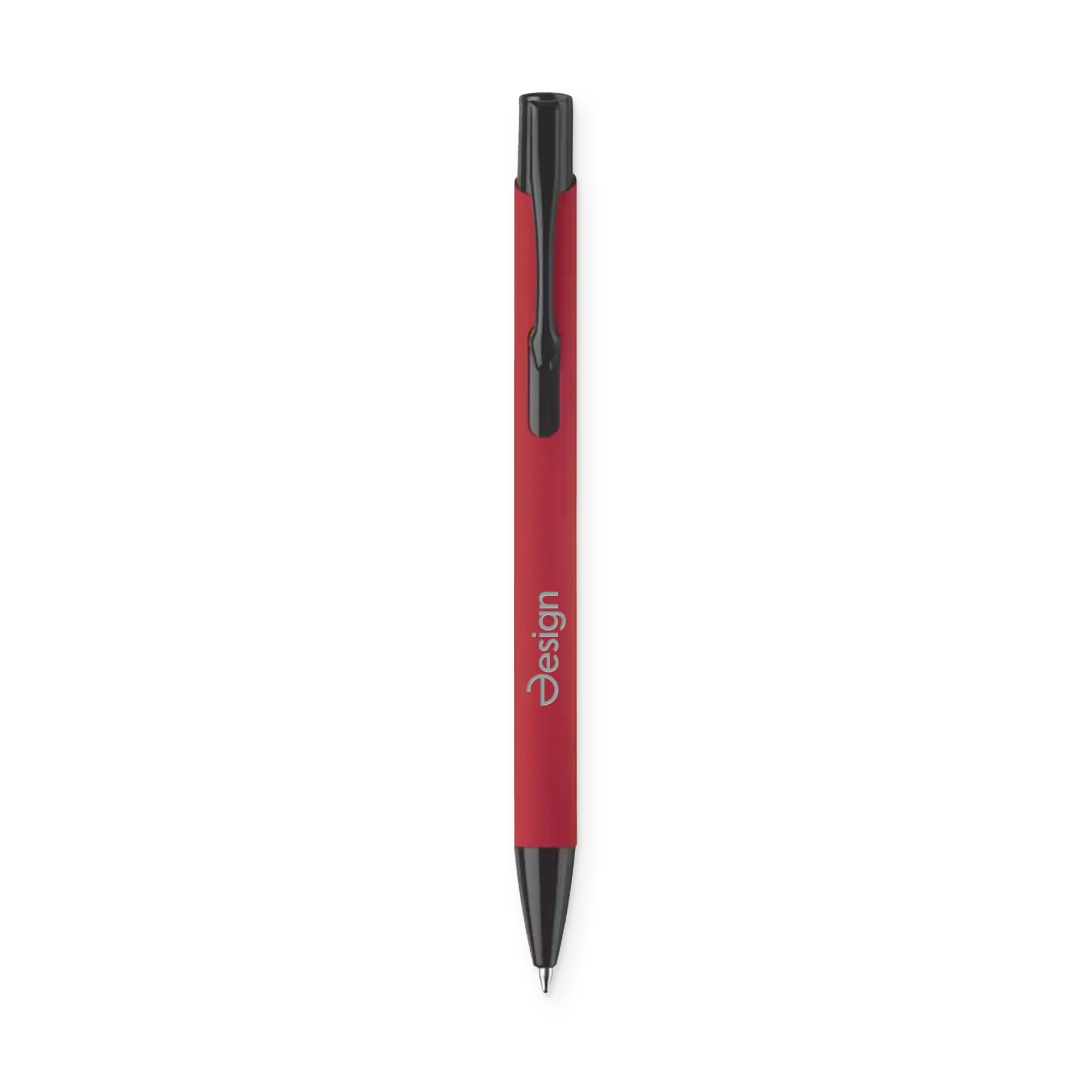 Rubberised metalen balpen – Soft-touch | Matte afwerking | Blauw schrijvend