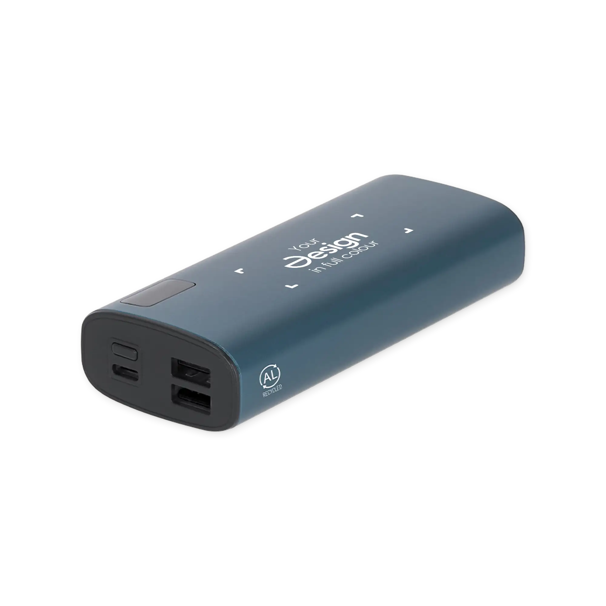 Powerbank Kimberly - 10.000 mAh | Gerecycled Aluminium | GRS | 3 Apparaten | LED Display