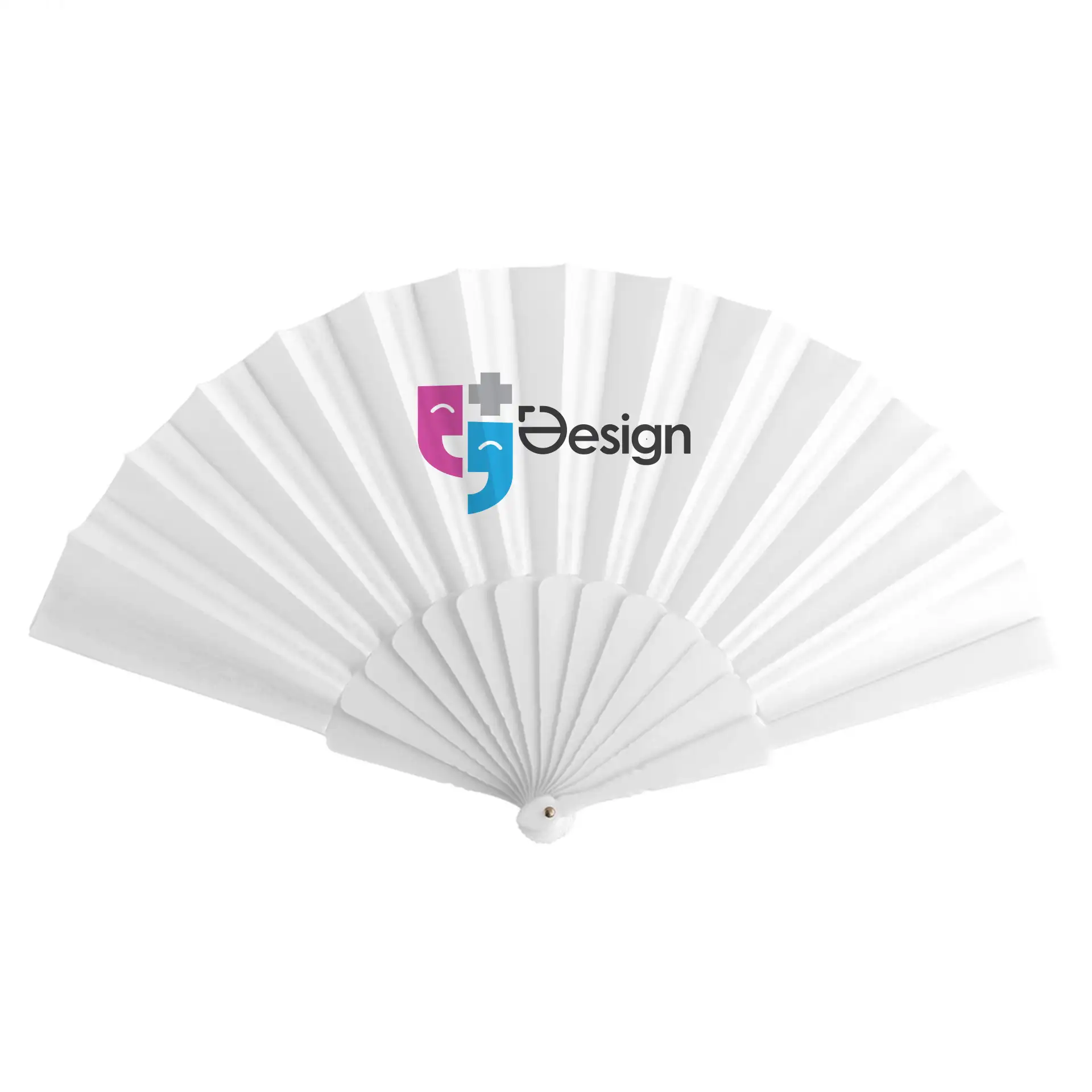 Waaier Carlo - Plastic handvat | Wit | Groot afdrukgebied