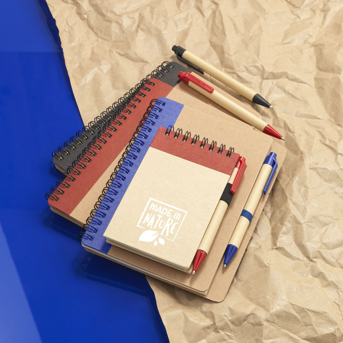 Spiraalnotitieblok Nina - A7 | 40 vellen | Gerecycled papier | Met pen | Tot 4 kleuren bedrukking