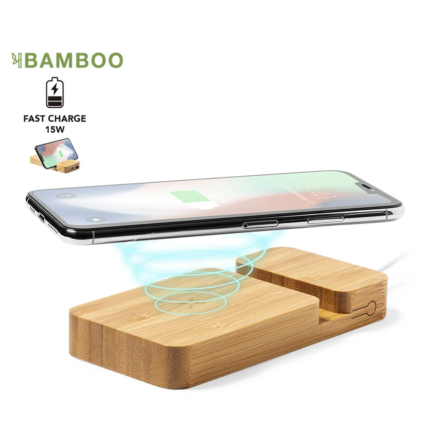 Powerbank Diek - 5000 mAh  | Draadloos Laden | Bamboe | USB | Type C