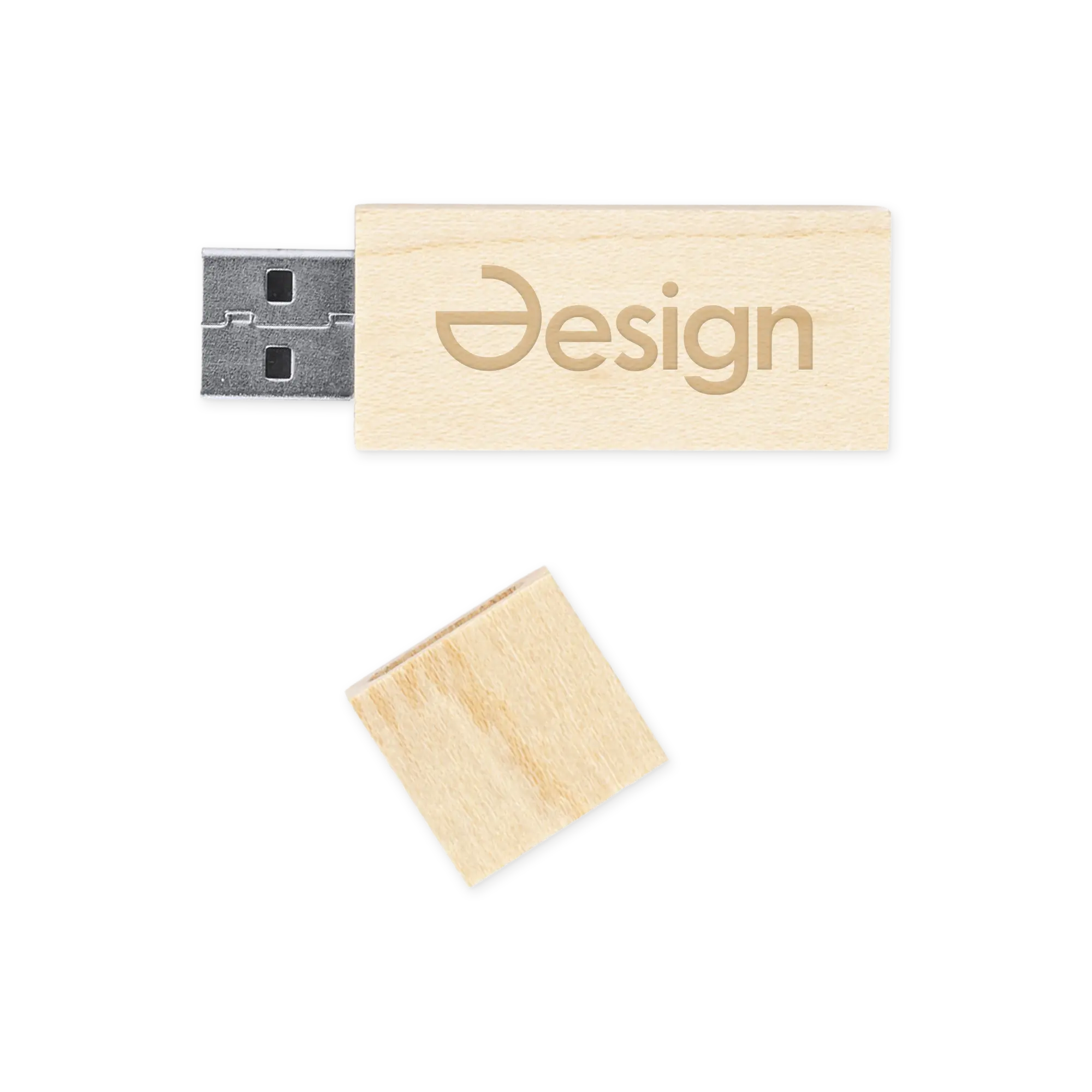 USB-stick Nick – 16GB | Hout | Met Dop | Natuurlijk | Compact Formaat