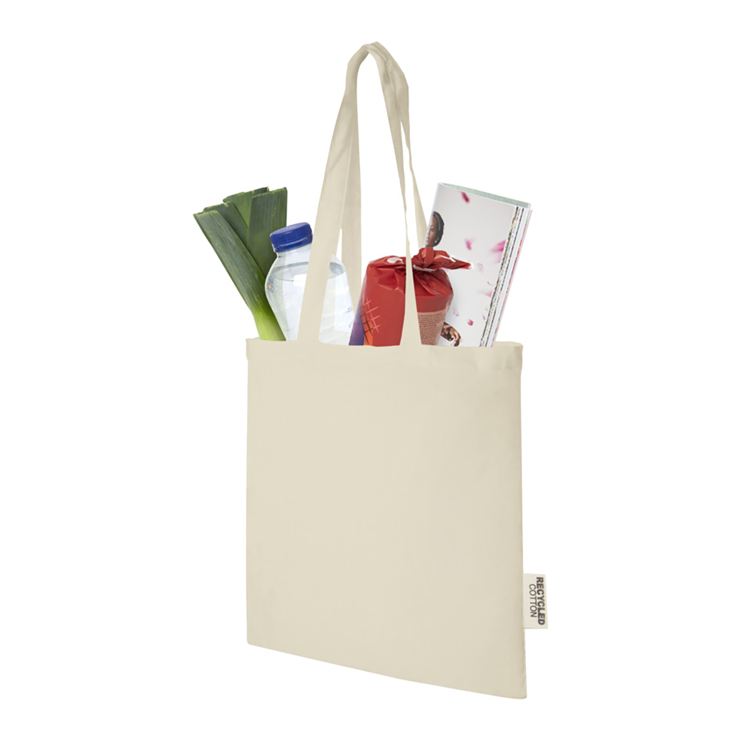 Gerecyclede katoenen tas Ria - Gekleurd | 140 g/m² | Lange hengsels