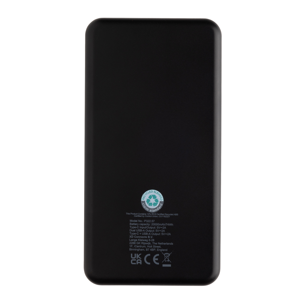 Powerbank Niva - 20.000 mAh | RCS Gerecycled | Hoge capaciteit | Ultrasnel