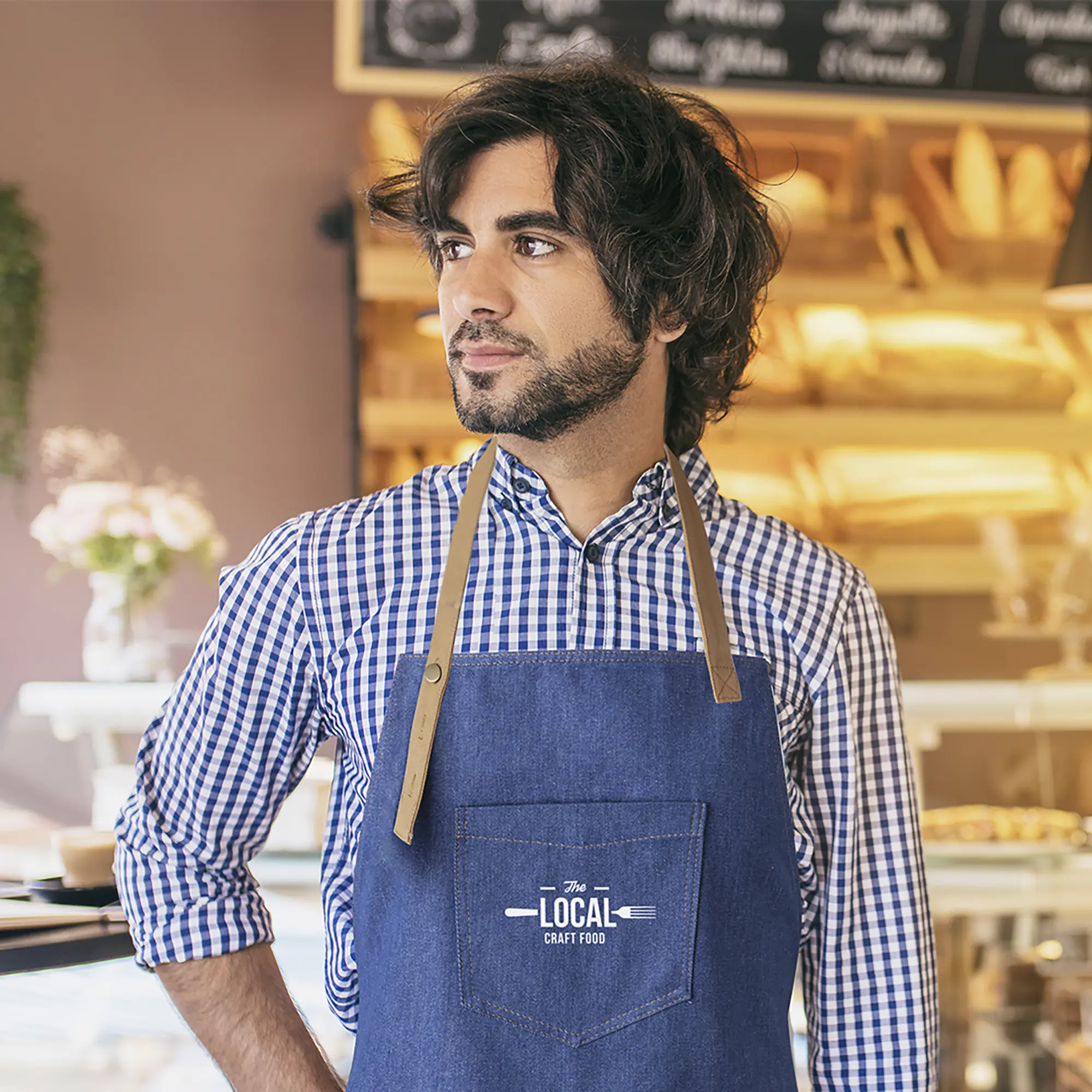 Schort Robert  100% katoen | Stevig canvas | Met zakken | Verstelbare nekband