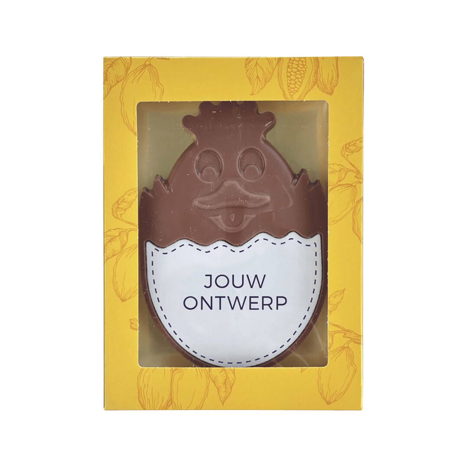Chocolade paaskuiken Noor – Melkchocolade | Marsepein | Jouw ontwerp | Past door brievenbus