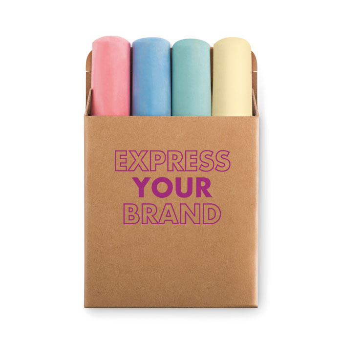 Stoepkrijt - 4 kleuren | Bedrukking op doosje | 1 Kleur bedrukking