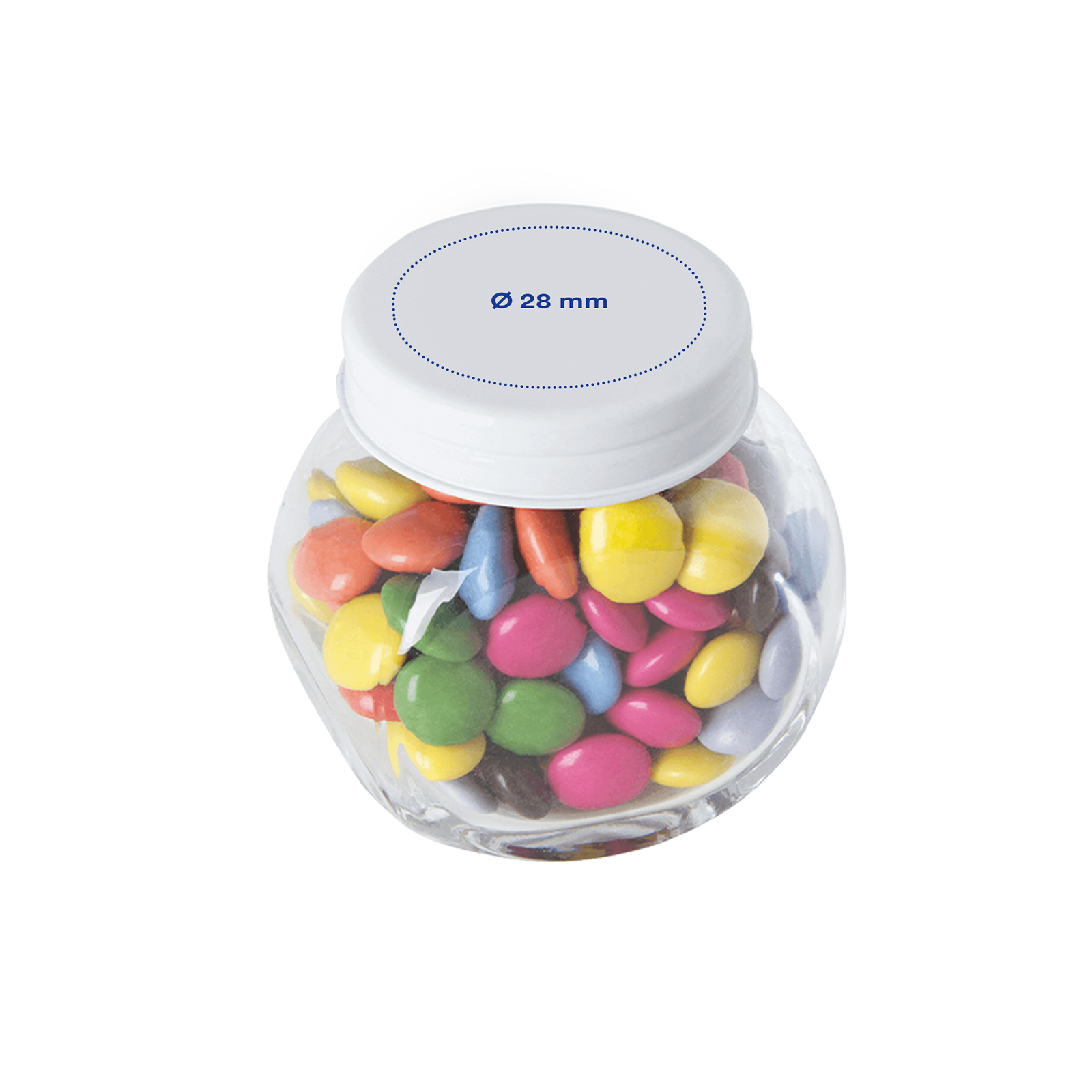 Snoeppot mini - Chocolade | 30 gr. | Gekleurd deksel