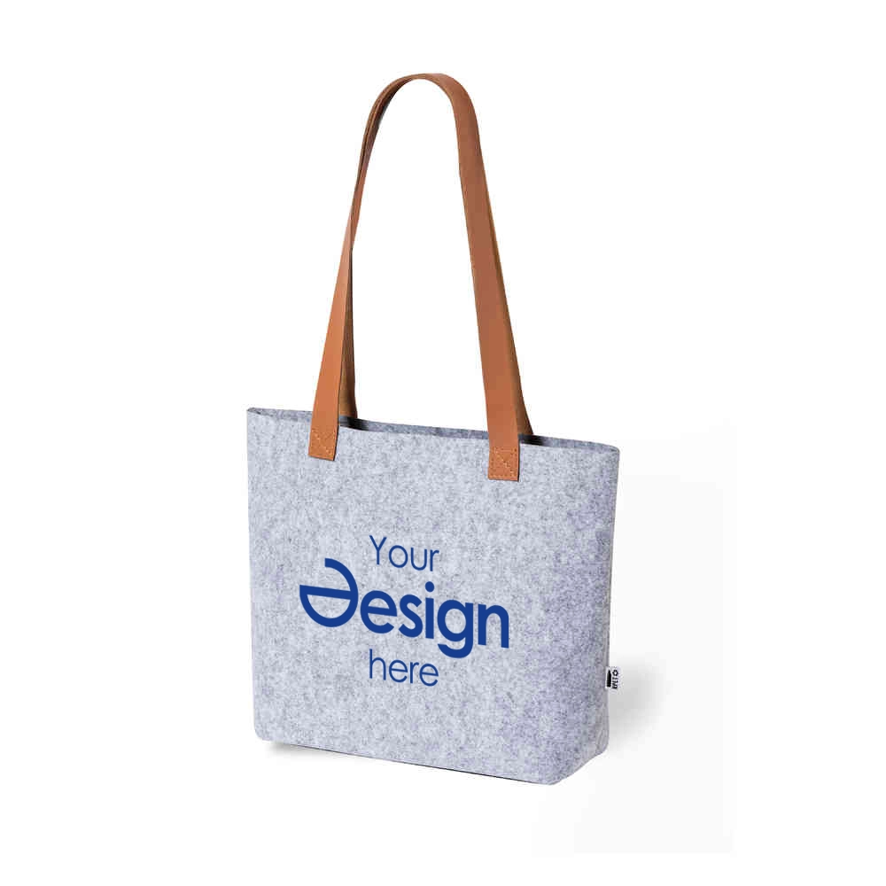 Vilten shopper Shania - RPET| 40x15x42 cm | PU leren handgrepen | 1 kleur bedrukking