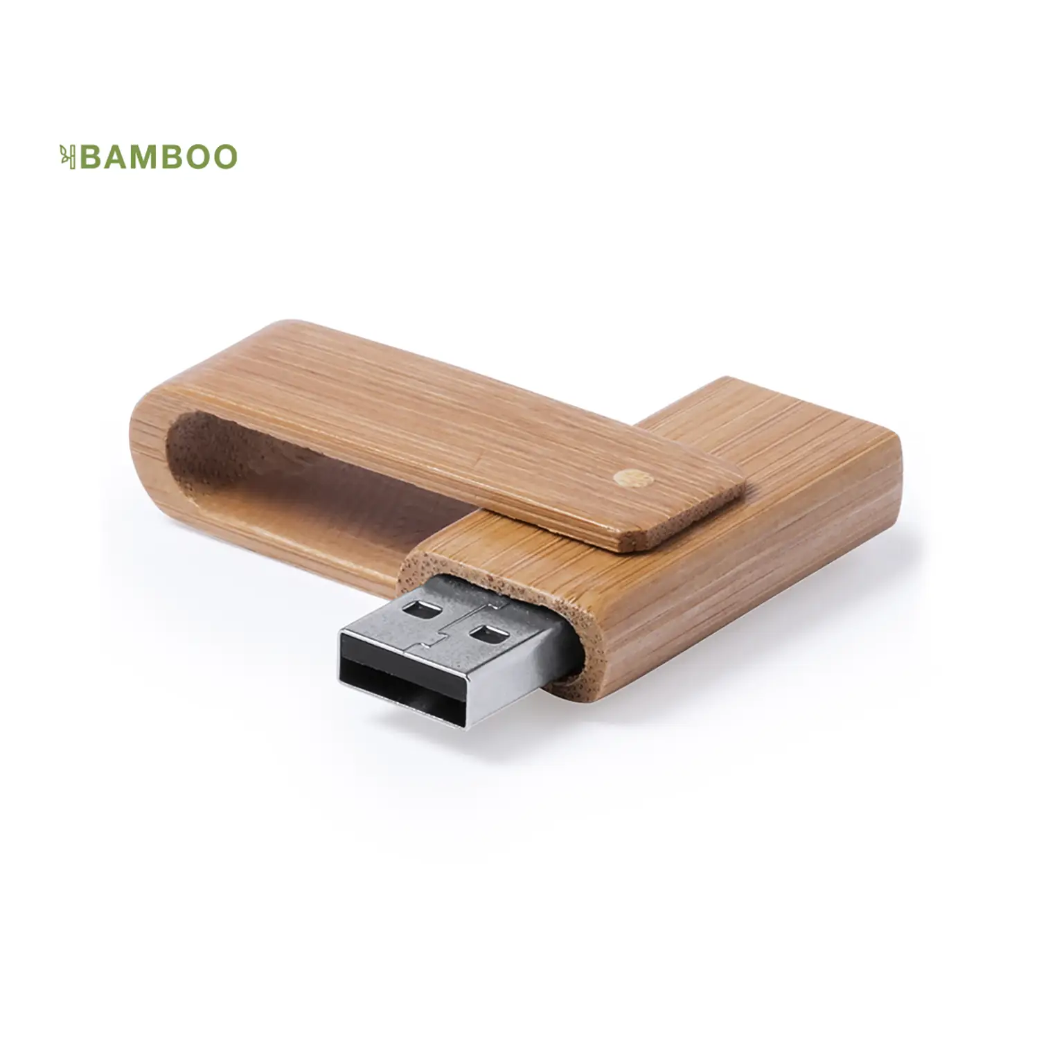 USB-stick Hassan – 16GB | Bamboe | Draaisysteem | Compact | Natuurlijk Design