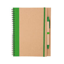 Ringband notitieboekje met pen | A5 | Gerecycled karton en FSC papier | 153437 Groen