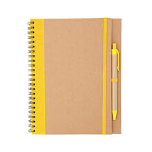 Ringband notitieboekje met pen | A5 | Gerecycled karton en FSC papier | 153437 Geel