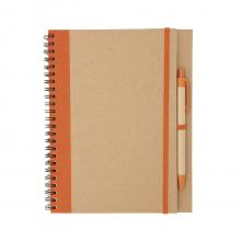 Ringband notitieboekje met pen | A5 | Gerecycled karton en FSC papier | 153437 Oranje