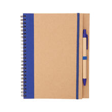 Ringband notitieboekje met pen | A5 | Gerecycled karton en FSC papier | 153437 Blauw