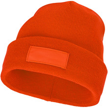 Gekleurde beanie | Met patch | 1 kleur of full colour bedrukking | 92138676 Orange