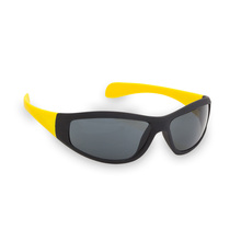 Sportieve zonnebril | 1 kleur opdruk | Gekleurde pootjes | 154414 Geel