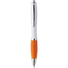 Pen | Full colour | Met rubberen grip | Maxs023 Wit / Oranje