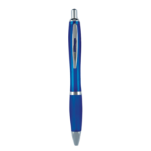 Transparante pen | Full colour | Met rubberen grip | Max0012 Blauw