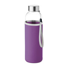 Glazen fles in tasje | 500 ml | Bedrukking op tas of gravering op dop | 8769358 Violet