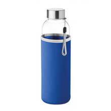 Glazen fles in tasje | 500 ml | Bedrukking op tas of gravering op dop | 8769358 Koningsblauw