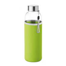 Glazen fles in tasje | 500 ml | Bedrukking op tas of gravering op dop | 8769358 Lime