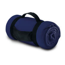 Fleece deken | Draagband met logo | 8797245 Blauw
