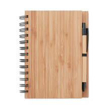 Ringband notitieboekje |  Bamboe | A5 | Met pen | 8759435 Hout