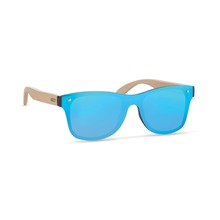 Eco zonnebril | Gekleurde spiegelglazen | Bamboe montuur | 8759863 Blauw