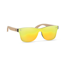 Eco zonnebril | Gekleurde spiegelglazen | Bamboe montuur | 8759863 Geel