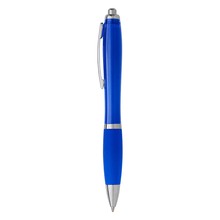 Transparante pen | Full colour | Met rubberen grip | Max0012 Blauw
