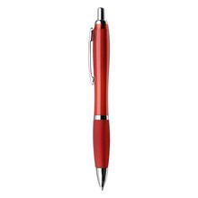 Transparante pen | Full colour | Met rubberen grip | Max0012 Rood
