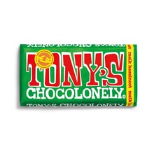 Tony Chocolonely reep | Met groeipapier sleeve | all-over bedrukt | max203 Melk hazelnoot