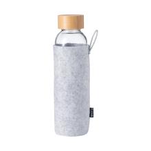 Glazen fles | RPET zakje en bamboe dop | 500 ml | 83733325 Transparant